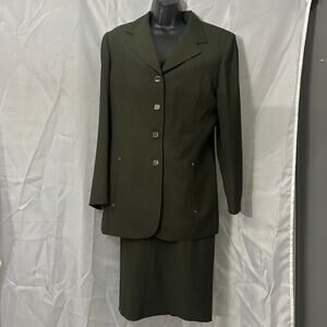 John Meyer of Norwich Skirt Suit Set Olive Green Size 12